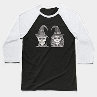 Couple witch and wizard skull. Baseball T-Shirt